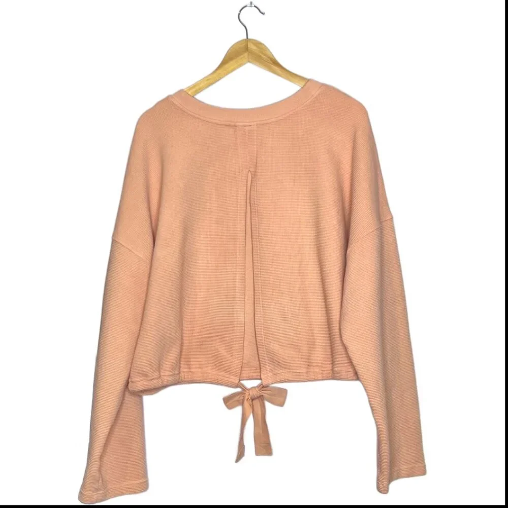 🆕Fabletics Womens Anna Waffle Knit Crop Sweatshirt Sweater Pink Sz XL - Picture 6 of 9